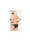 Комплект кружевной SoftLine Collection (стринги, маска и перчатки), черный, XL