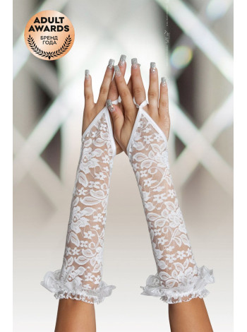 Перчатки кружевные длинные SoftLine Collection, белый, S/L