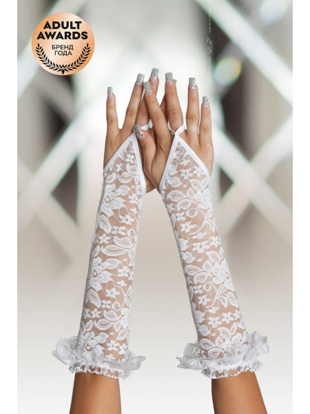 Перчатки кружевные длинные SoftLine Collection, белый, S/L