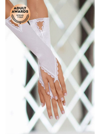 Перчатки атласные короткие SoftLine Collection, белый, S/L