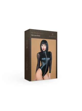 Боди с молнией до поясницы из материала wet look (My Shadow) L/XL