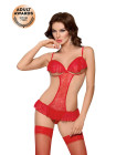 Боди c открытой грудью и интимным вырезом SoftLine Collection Orsola, красный, S/M, M\L