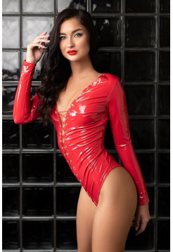 Сексуальный красный боди на шнуровке спереди L