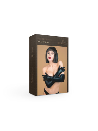 Элегантные перчатки из материала wet look (My Shadow) L\XL