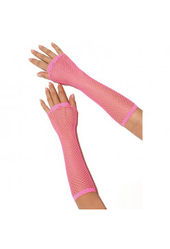 ДЛИННЫЕ РОЗОВЫЕ ПЕРЧАТКИ В СЕТКУ
