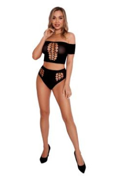 Комплект из топа и трусиков со шнуровкой (чёрный)