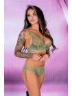 Комплект из фисташкового эластичного кружева бюстгальтер и трусы бразилиана Livco corsetti fashion 