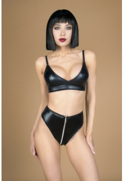 Комплект лиф и трусики с функциональной молнией из материала wet look XXL/XXXL (50-52)