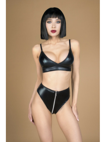 Комплект лиф и трусики с функциональной молнией из материала wet look XXL/XXXL (50-52)