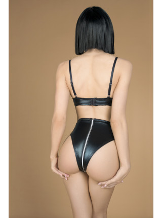 Комплект лиф и трусики с функциональной молнией из материала wet look XXL/XXXL (50-52)
