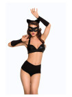 Костюм SoftLine Collection Catwoman (бюстгальтер,шортики,головной убор,маска,перчатки), черный, S, M