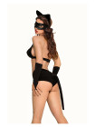 Костюм SoftLine Collection Catwoman (бюстгальтер,шортики,головной убор,маска,перчатки), черный, S, M