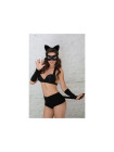 Костюм SoftLine Collection Catwoman (бюстгальтер,шортики,головной убор,маска,перчатки), черный, S, M