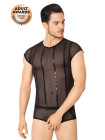 Костюм-сетка с полосками мужской SoftLine Collection (майка, шорты), черный, M/L