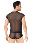Костюм-сетка с полосками мужской SoftLine Collection (майка, шорты), черный, M/L