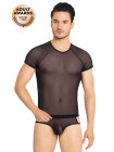 Костюм-сетка с вырезами по бокам мужской SoftLine Collection (майка, шорты), черный, XL