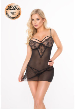 Ночная сорочка и стринги SoftLine Collection Alida, черный,  M, L