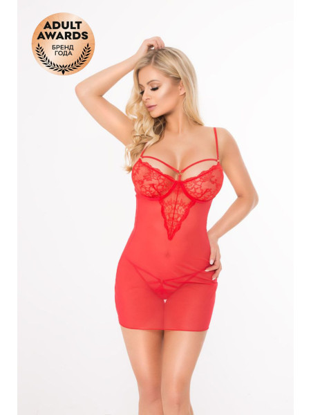 Ночная сорочка и стринги SoftLine Collection Alida, красный, S, L