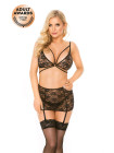Комплект SoftLine Collection Roma (бюстгальтер, трусы и пояс для чулок), черный, S/M, M/L