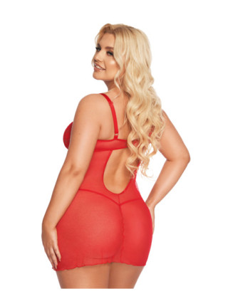 КОМБИНАЦИЯ И СТРИНГИ SOFTLINE COLLECTION ALDONA, КРАСНЫЙ,  XL, XXXL