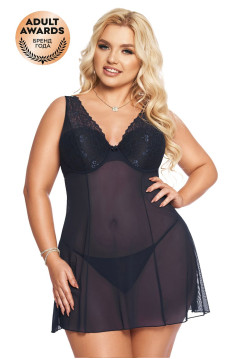 Комбинация и стринги SoftLine Collection Berta, синий, XL, XXL