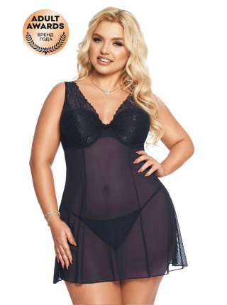 Комбинация и стринги SoftLine Collection Berta, синий, XL, XXL