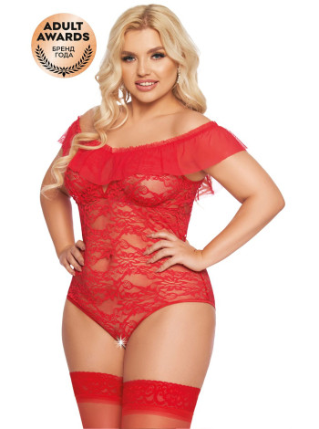 Боди SoftLine Collection Kamila, красный, XXL, XXXL