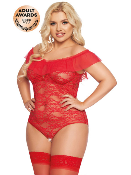 Боди SoftLine Collection Kamila, красный, XXL, XXXL