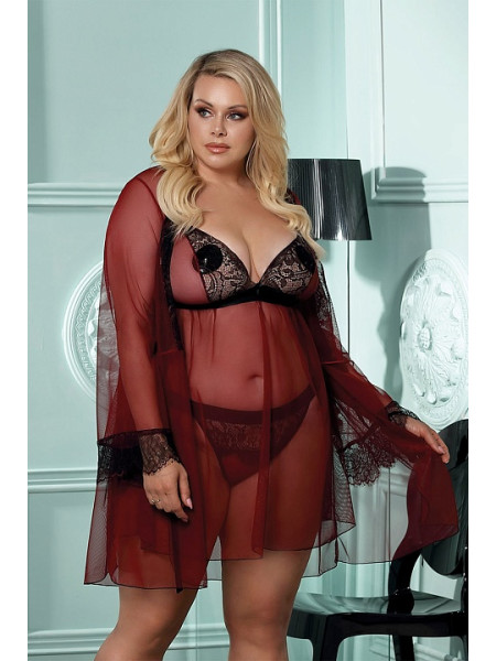 Бордовый пеньюар Arabella 3XL\4XL, 