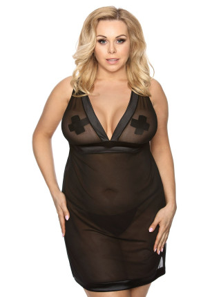 Комбинация черный Сорочка + стринги Samara 3XL\4XL