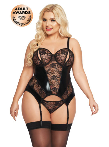 Корсет с пажами и стринги SoftLine Collection Jessica, черный, XL