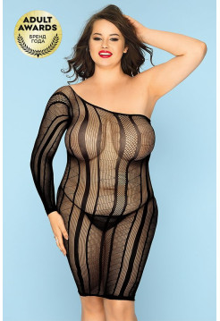 Платье-сетка и стринги Candy Girl Nikki черные, 2XL