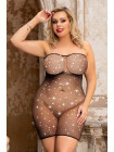 Платье-сетка со стразами Candy Girl Cleo бесшовное, черное, 2XL