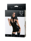 Платье с чокером Glossy Ivy из материала Wetlook, черное, M