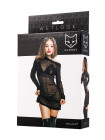 Комплект Glossy Sheril платье сетка, лиф и трусики из материала Wetlook, черный, S, L, XL