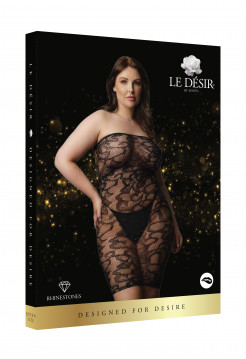 Мини платье без бретелек Star Rhinestone Plus size (черное) со стразами
