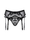 Пояс для чулок и стринги кружевные SoftLine Collection, черный, S/M