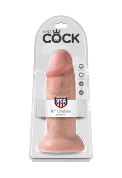 Фаллоимитатор-гигант на присоске телесный King Cock 10 Chubby Flesh Pipedream, диаметр 7.60 см