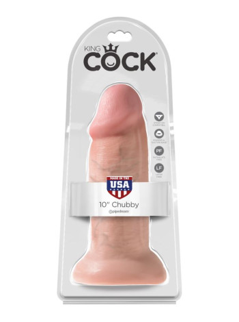 Фаллоимитатор-гигант на присоске телесный King Cock 10 Chubby Flesh Pipedream, диаметр 7.60 см