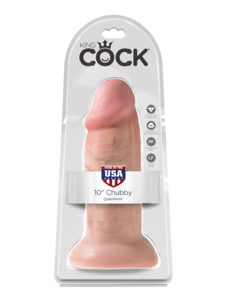 Фаллоимитатор-гигант на присоске телесный King Cock 10 Chubby Flesh Pipedream, диаметр 7.60 см