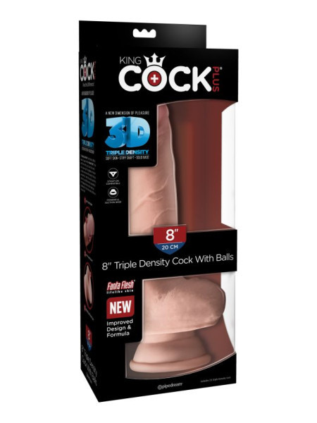 Фаллоимитатор на присоске King Cock Plus 8 Triple Density Fat Cock with Balls Pipedream, длина 24.10 см, диаметр 4.80 см