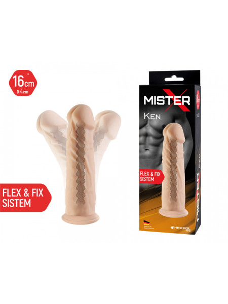 Фаллоимитатор на присоске с гибким хребтом Mister-X KEN SITABELLA, длина 16.00 см, диаметр 4.00 см