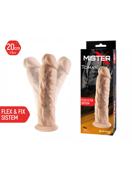 Фаллоимитатор на присоске с гибким хребтом Mister-X TOMAS SITABELLA, длина 16.00 см, диаметр 4.00 см 