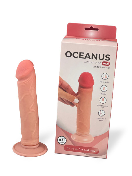 Ультра реалистичный фаллоимитатор Oceanus с подвижной кожей, на присоске, 21 см Fantasy Toys