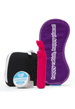 Набор Happy Rabbit Clitoral Pleasure: минивибратор, возбуждающий бальзам, маска на глаза, сумочка