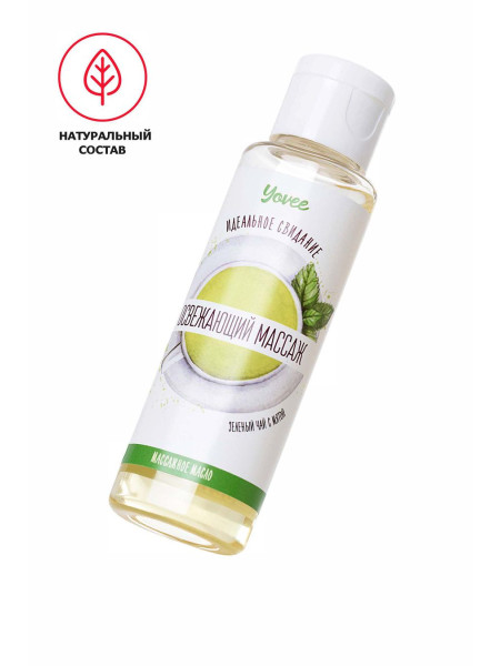 Масло для массажа Yovee «Освежающий массаж», с ароматом зеленого чая и мяты, 50 мл