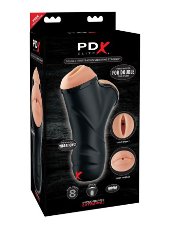 Мастурбатор с двумя тоннелями PDX ELITE Double Penetration Vibrating Stroker Pipedream, c вибрацией, длина 23.00 см, диаметр 9.00 см 