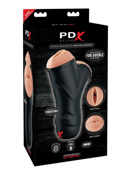 Мастурбатор с двумя тоннелями PDX ELITE Double Penetration Vibrating Stroker Pipedream, c вибрацией, длина 23.00 см, диаметр 9.00 см 