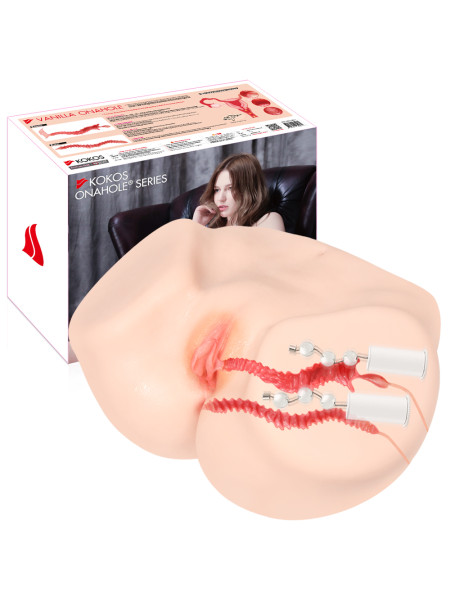 Vanilla Onahole Real Vagina Мастурбатор полуторс с двойным слоем, с вибрацией KOKOS, c вибрацией, длина 37.00 см, диаметр 1.50 см 