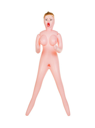 Кукла надувная Dolls-X by TOYFA Hannah, блондинка, с тремя отверстиями, кибер вставка: вагина